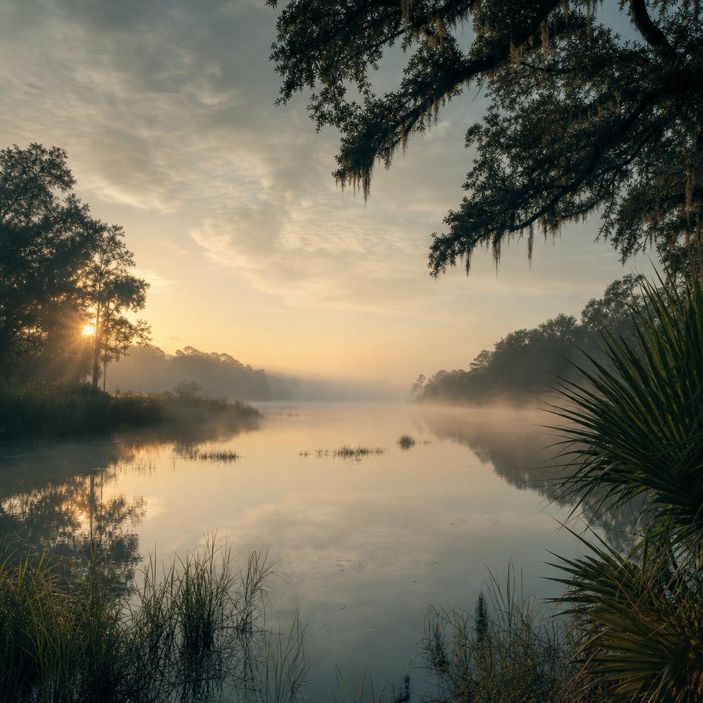 Quiet Florida lake at sunrise